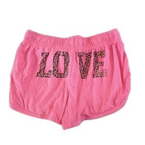 BOBBIE BROOKS Sz M "LOVE" SLEEPWEAR SHORTS PINK Y2K PREPPY BARBIE